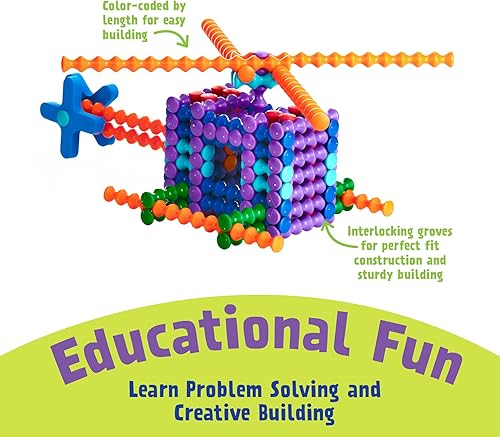 Miniatura 5 de Popular PLAYTHINGS Playstix - Juego de bloques de construcción de juguete de construcción de 400 piezas STEM (90004)