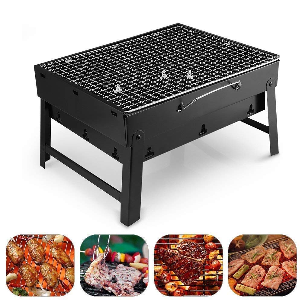 LOMESH BBQ Barbecue Stove Portable Charcoal Foldable Portable Grill Outdoor Black Carbon Steel Tandoor Without Stick-image-10