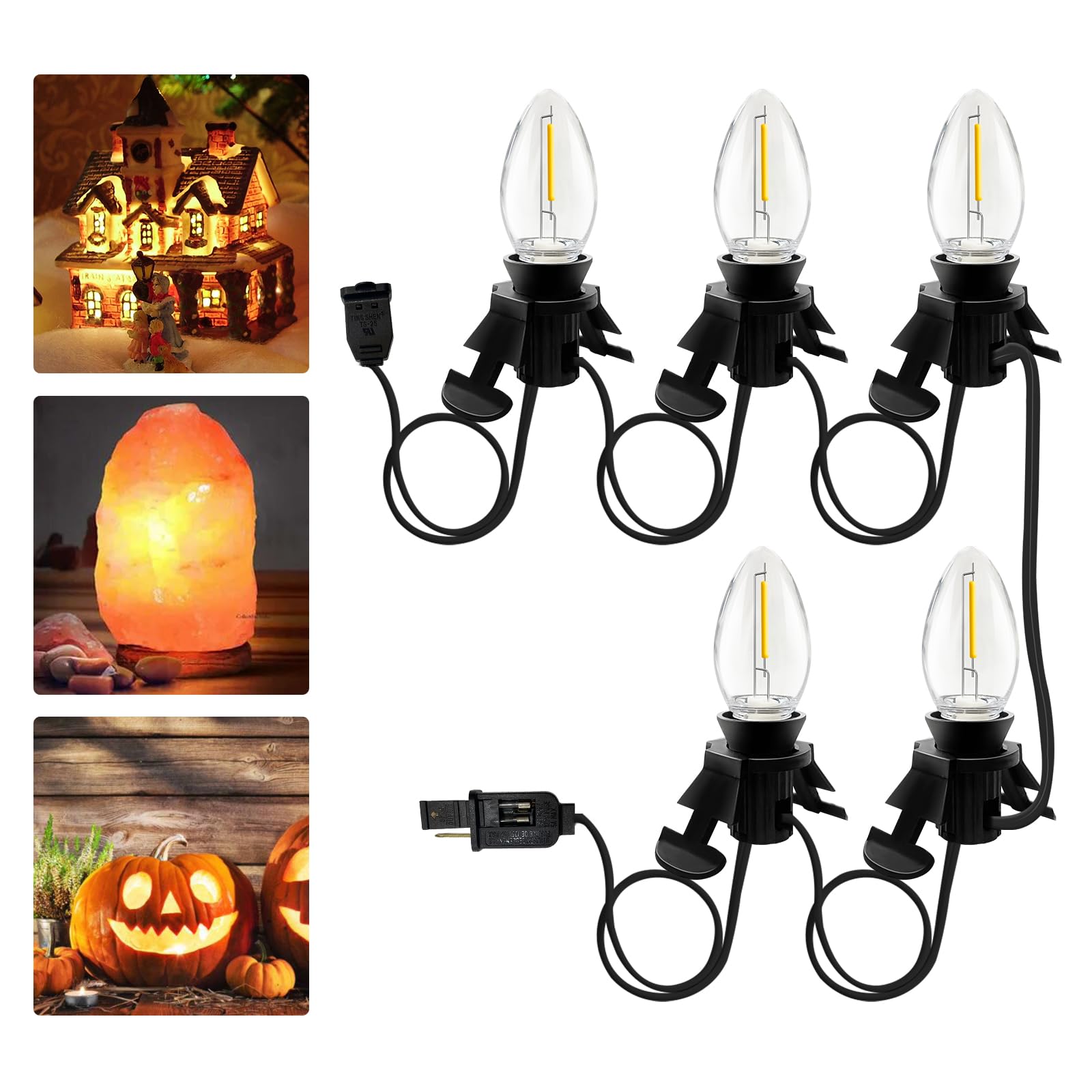 Accessory Cord with 5 LED Light Bulb and Female Plug, 11 Ft