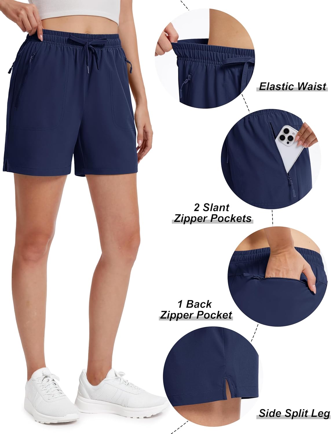 TACVASEN Women's 5" Hiking Shorts Quick Dry Lightweight UPF 50+ Athletic Shorts with Pockets Summer Golf Casul Workout - Image 4