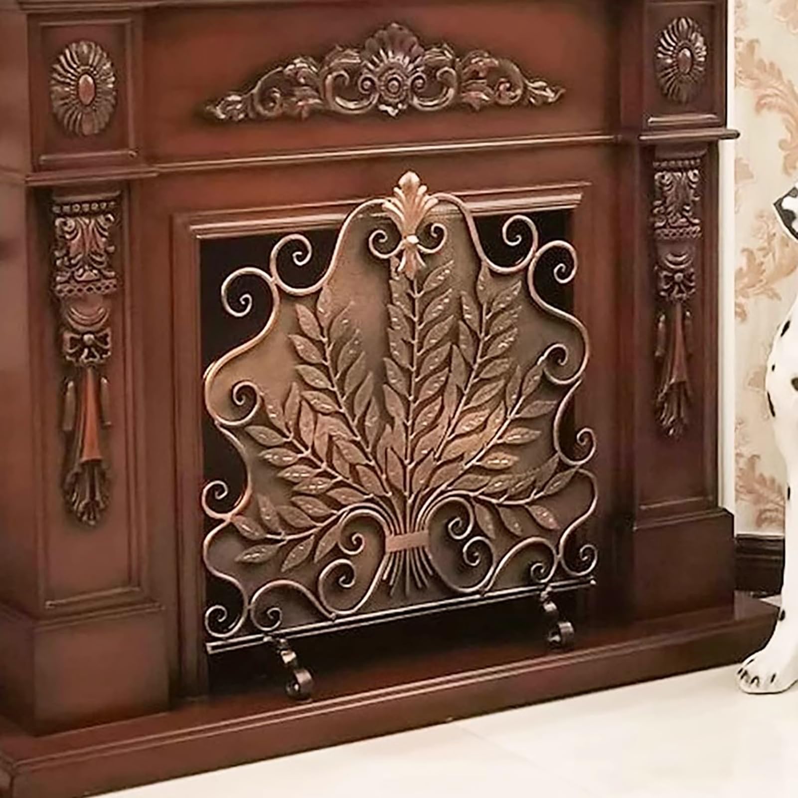 Salvachispas Chimenea Mamparas para Chimenea Independientes de Un Panel, Cubierta Decorativa para Puerta de Protección de Estufa con Pie de Apoyo, Panel de Red de Protección para Chimenea Pequeña