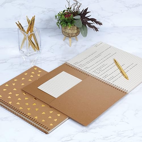 Miniatura 7 de Oxford Cuadernos en espiral, paquete de 2, 100% reciclados, cuadernos de papel kraft, dorados, con rayas universitarias, 80 hojas/160 páginas,