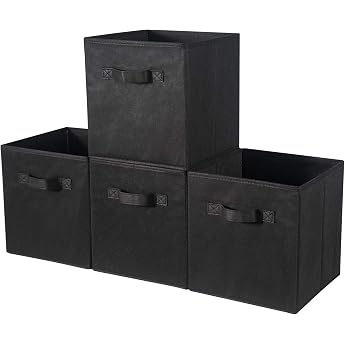 BrilliantJo Storage Box in Set of 4 33 x 38 x 33 cm for Cupboard Shelf Black