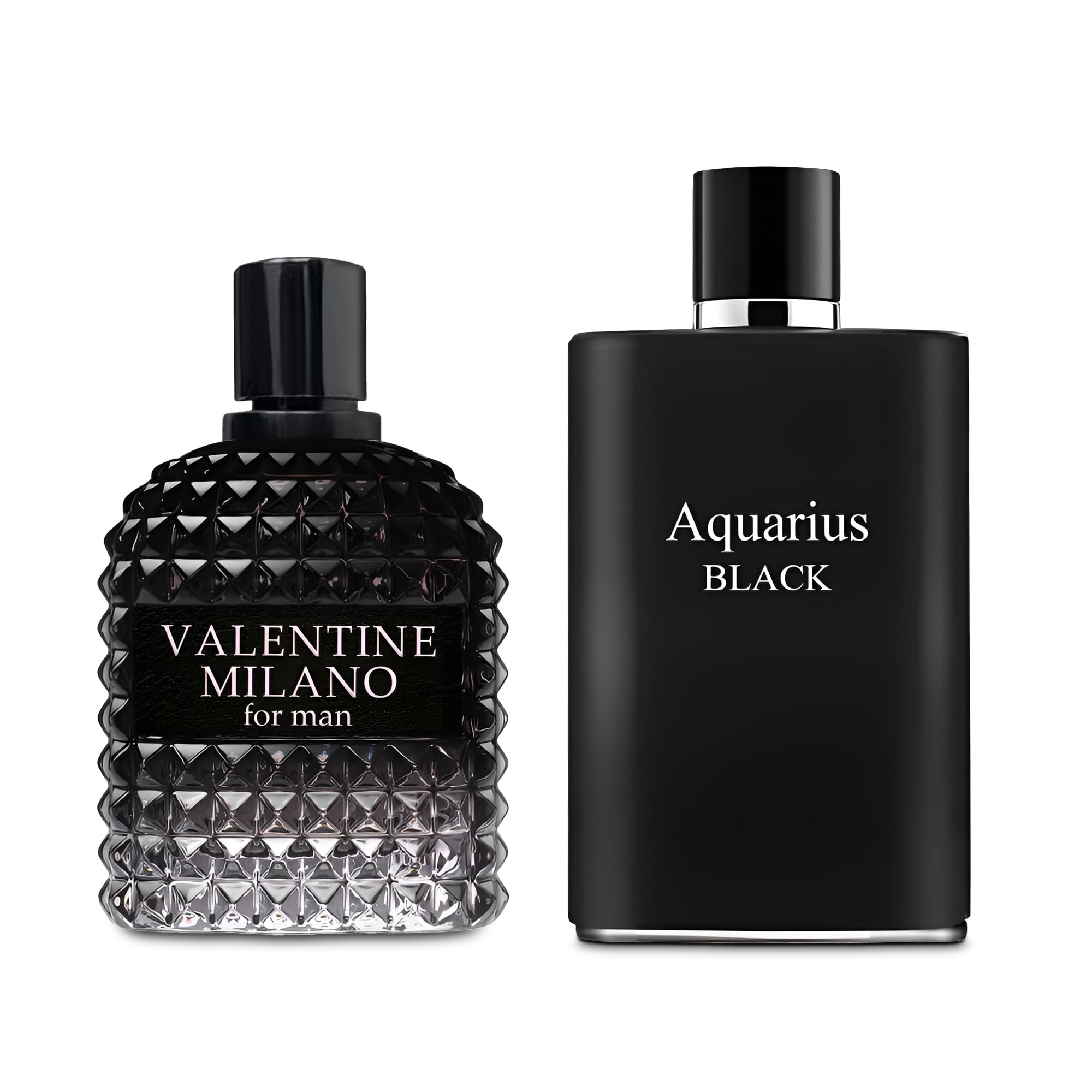 AFLUXE 2PCS Valentine Milano/Aquari Black Eau De Toilette for Men-Fresh,Romantic Scent Perfume for Men 3.4 Fl Oz Each Mens Cologne For All Skin Daily