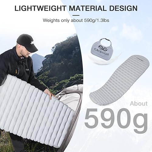 Miniatura 9 de Colchoneta de dormir autoinflable para acampar con bolsa inflable, alfombrilla de camping compacta y ligera, para mochileros al aire libre,