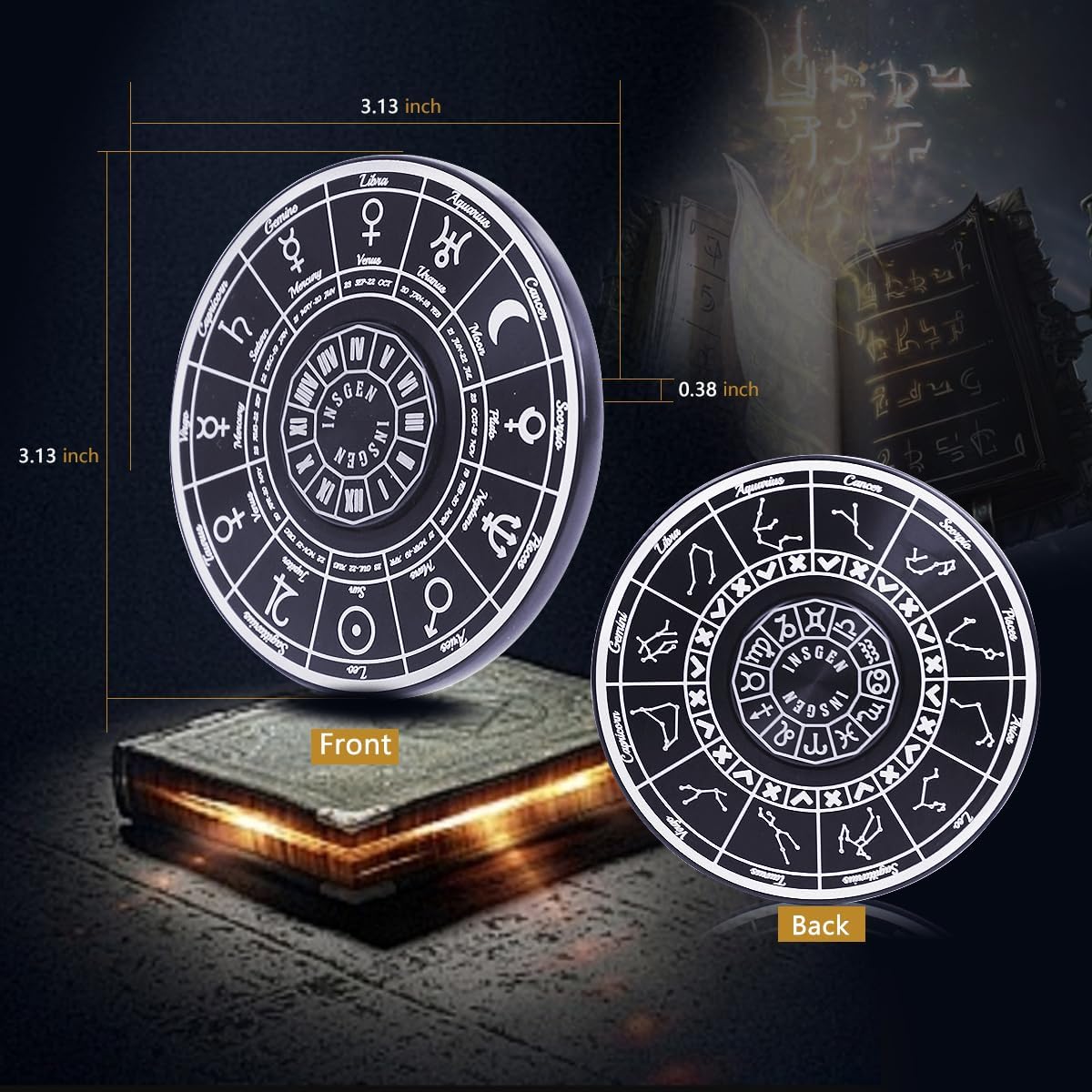 Tarot Constellation Fidget Spinners, Metal Spinning Top Toys for Kids 7+ & Adults, Anxiety Relief Stress Reducer, Party Favors Birthday Stuffers Gift Set (Constellation)