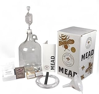 Mead Making Kit – Complete Honey Wine Brewing Kit with Reusable Equipment, Glass Fermenter, Airlock & Yeast – DIY Homebrew Kit for Beginners & Experts- This Mead Kit Makes 1 Gallon of Mead. Must Bee Company