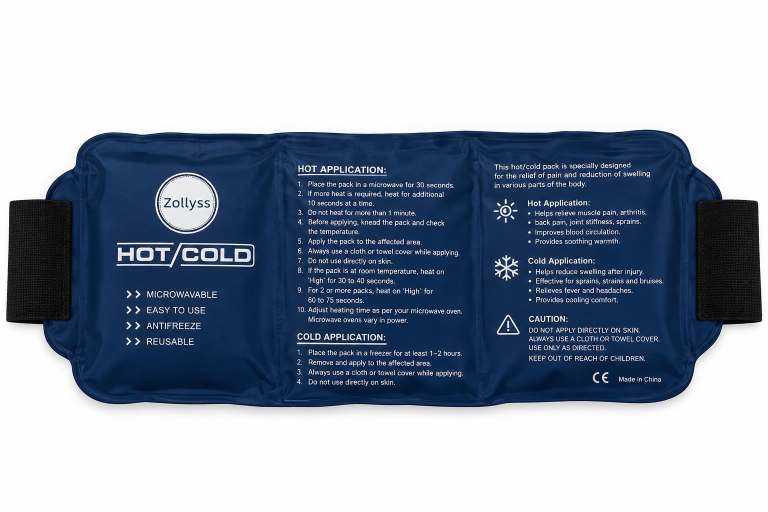 Zollyss Reusable Hot & Cold Gel Pack with Adjustable Strap for Pain Relief, Flexible Ice Pack for Shoulder, Knee, Back, Neck & Sports Recovery, Microwaveable & Freezer Safe – Navy Blue — Amazon image 8