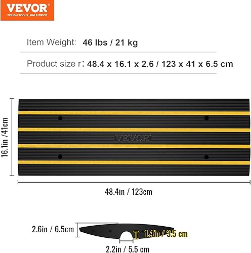 Miniatura 8 de VEVOR Rampas de Goma para Bordillos de Automóvil Resistente Capacidad de 33069 libras Rampa de Umbral de 2.6 Pulgadas de Alto Cubierta de Cable