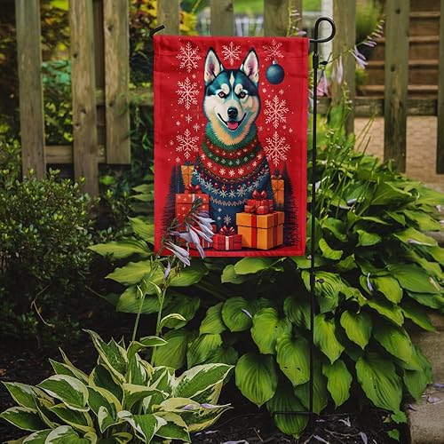 Miniatura 2 de Caroline's Treasures DAC3163GF Bandera de jardín de Navidad de Husky siberiano para buzón, bandera decorativa para patio exterior, patio, obras de