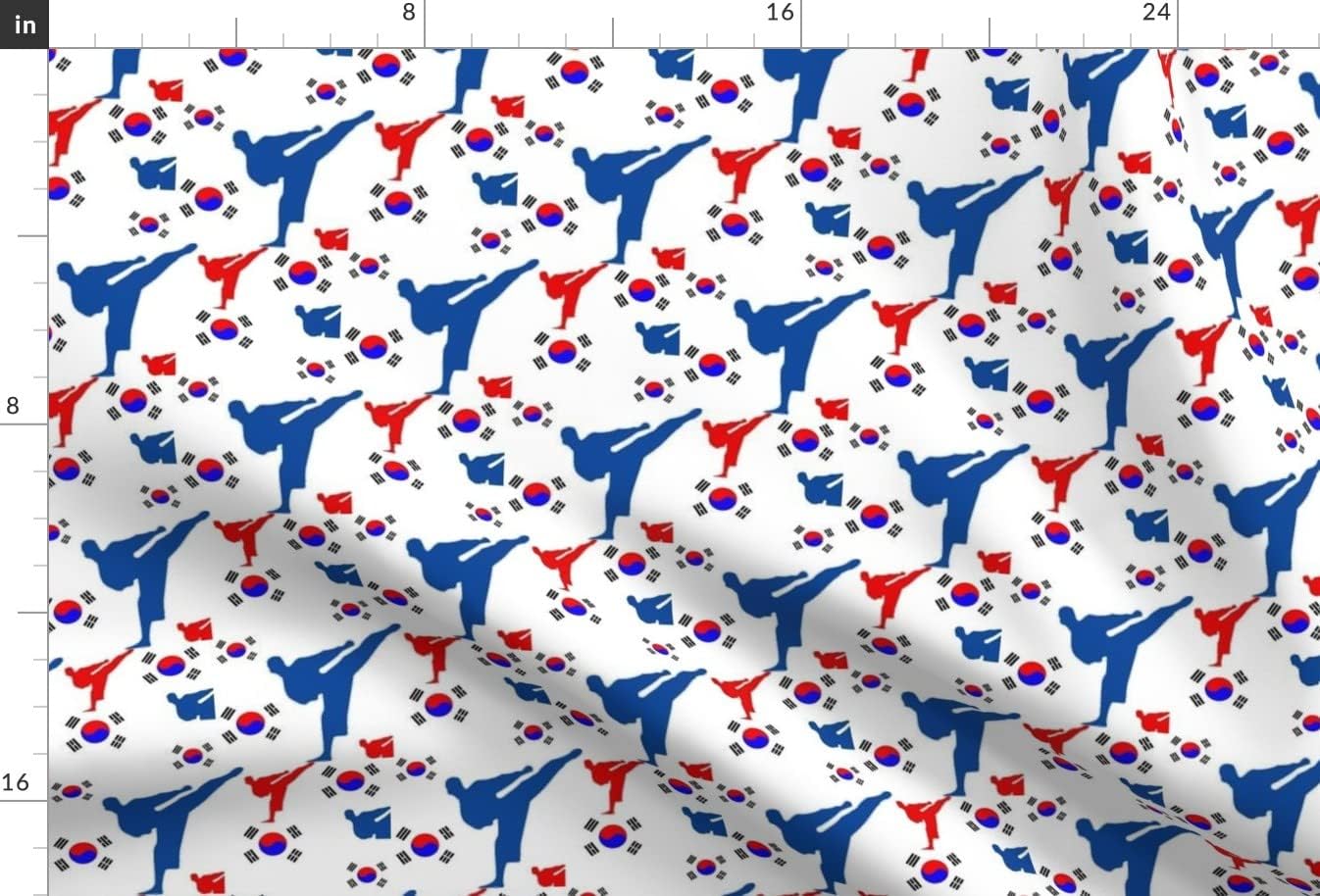 Spoonflower Fabric - Martial Arts Karate Red White Blue Printed on Minky Fabric by The Yard - Sewing Baby Blankets Quilt Backing Plush