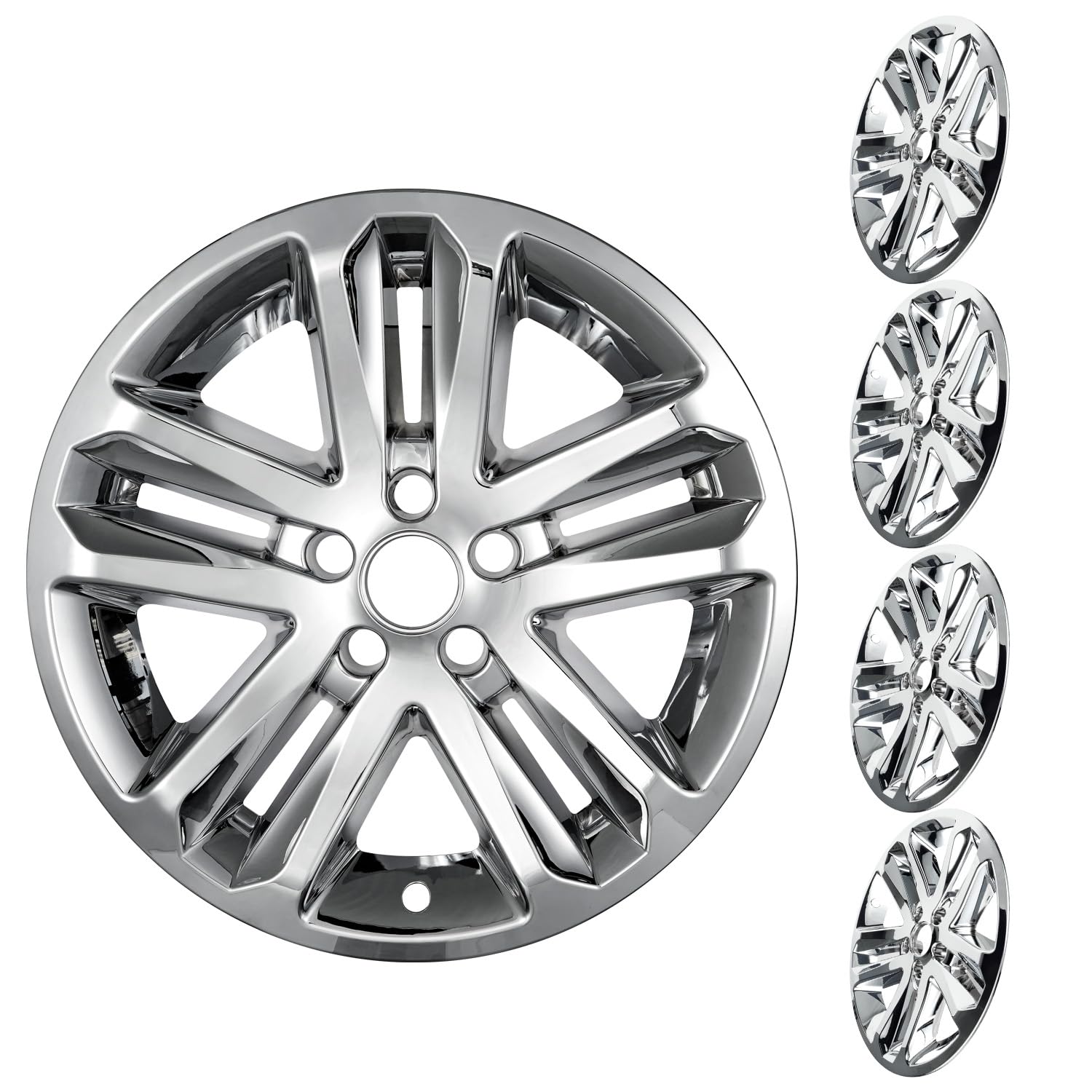 Photo 1 of XLAVTIY 18 Inch Wheel Skins Compatible with 2011-2019 Ford Explorer Factory Alloy Wheels, Snap-On Wheel Covers, Durable ABS Replacement Hubcaps Set of 4 (Chrome)