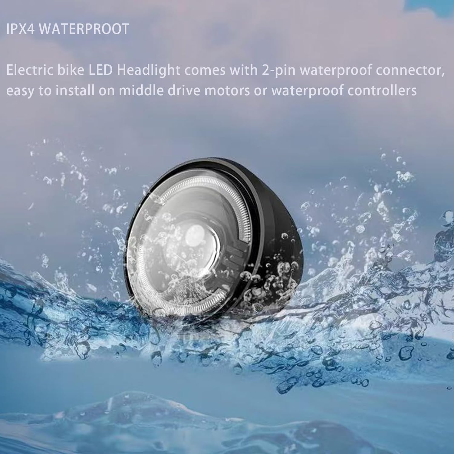EBike Headlight for Night Riding Compatible for 36 48V Mountain EBike LED Bulb Front Light for Fat Tire Bikes 6W Power