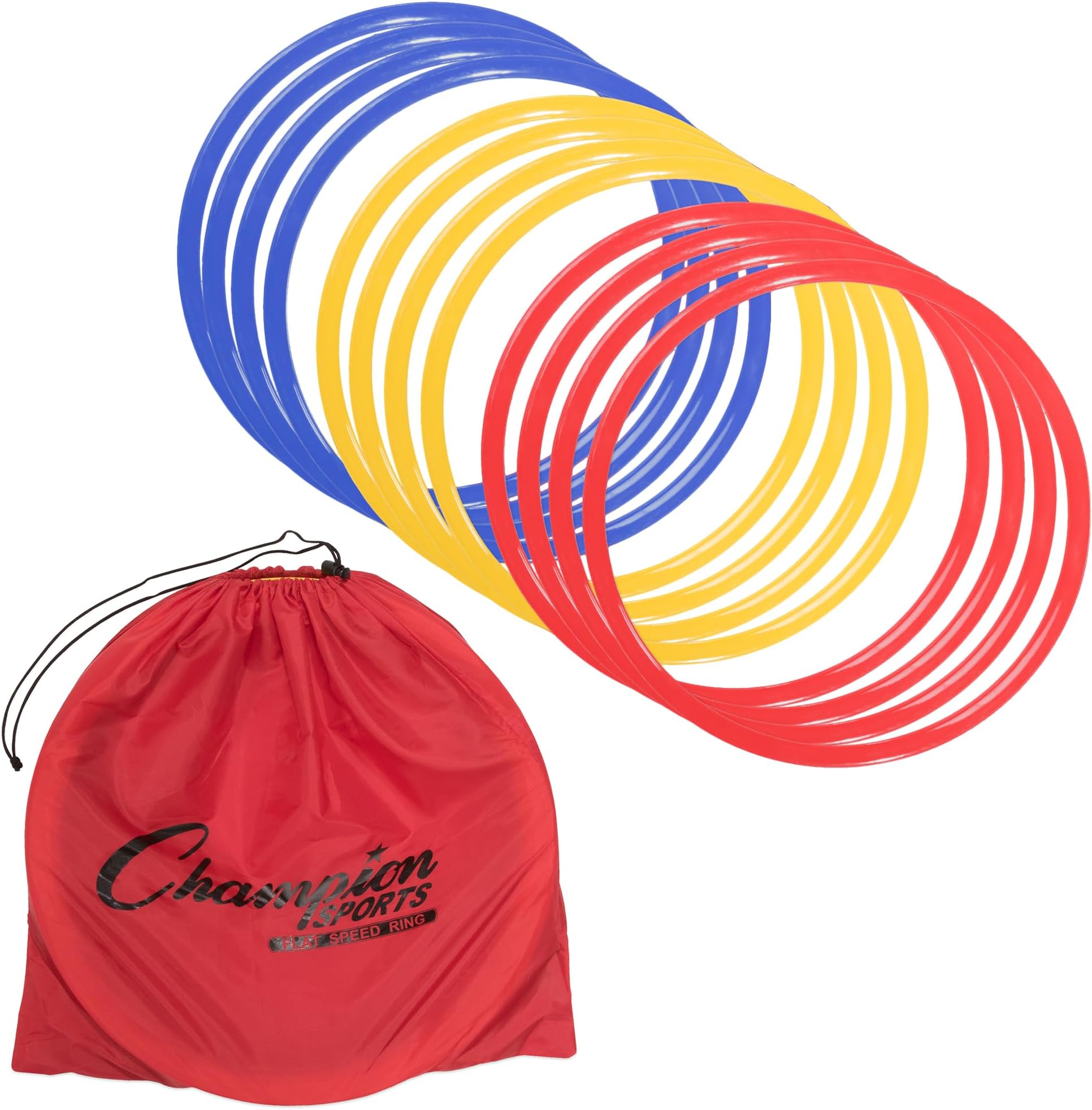 Champion Sports Speed Ring Set Multi-color, One Size | 12 Agility Rings, 18-Inch, w/ Carry Bag โ Boosts Speed, Coordination & Agility โ Indoor/Outdoor, Ideal for PE & Coaches