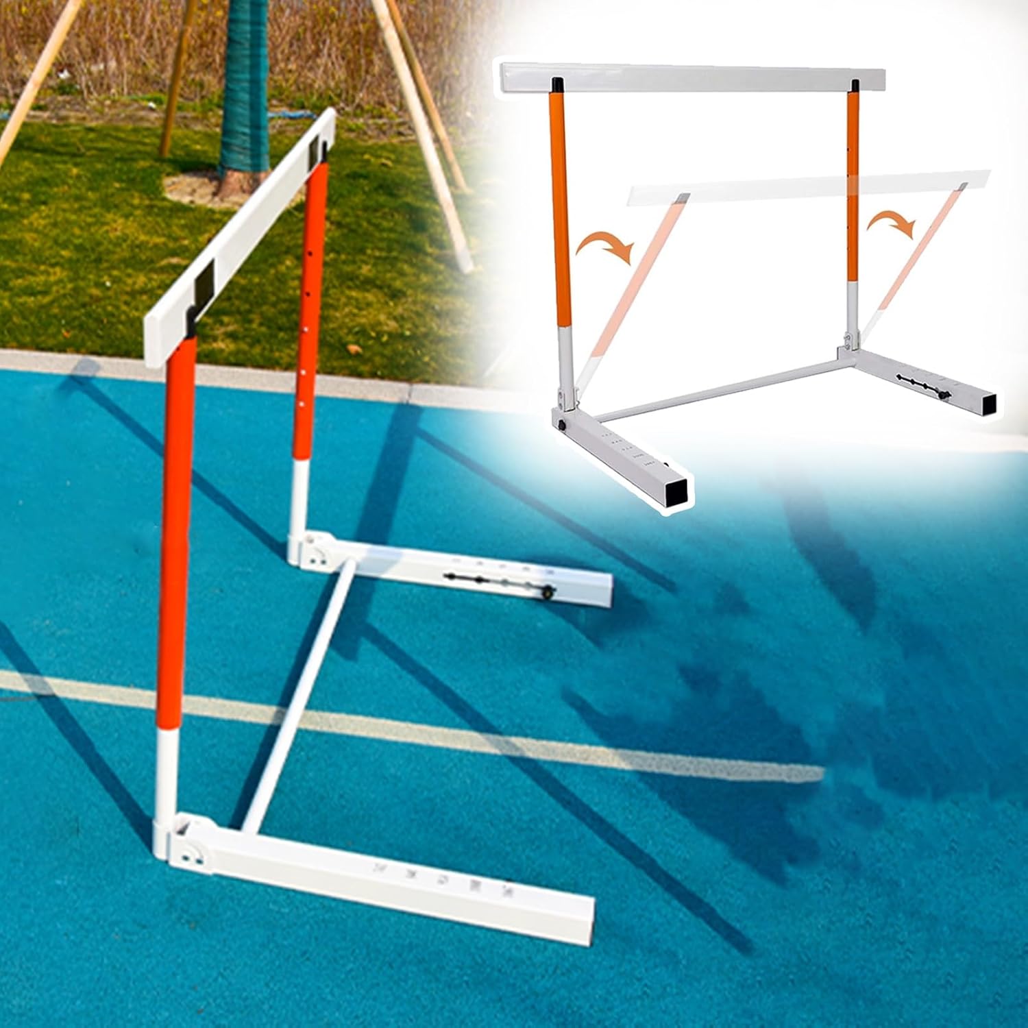 CMYUN Portable Folding Adult Kid Hurdles, Metal Track & Field Hurdles for School Gym, Speed Agility Obstacle Training Tool, 30"-42" Tall Adjustable Hurdle