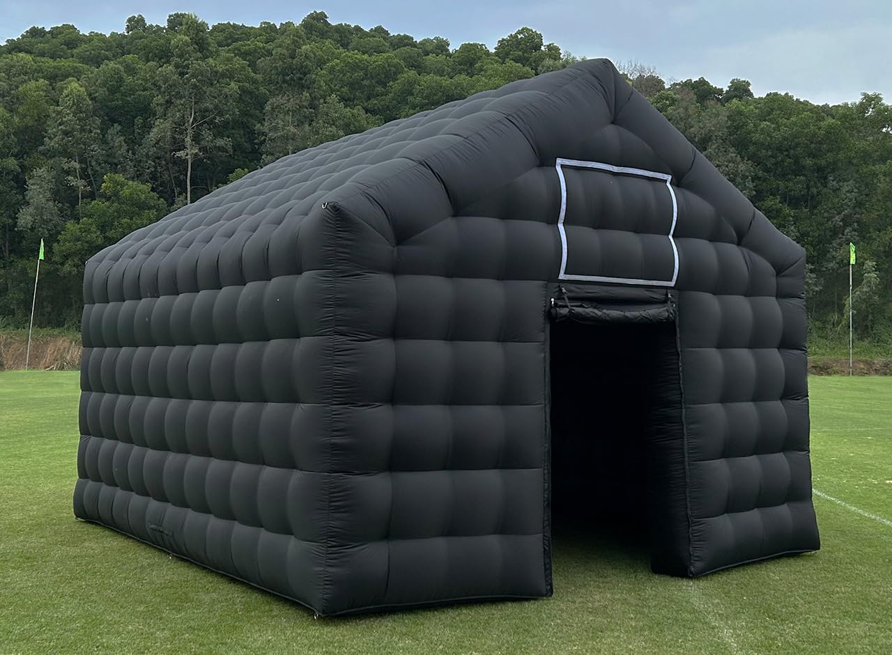Inflatable Nightclub 18X16X14Ft Large Black Disco Cube Gazebo Event House with Logo Area & Blower Portable Inflatable Party Tent for Birthday, School Events, Backyard Party, Rental Business