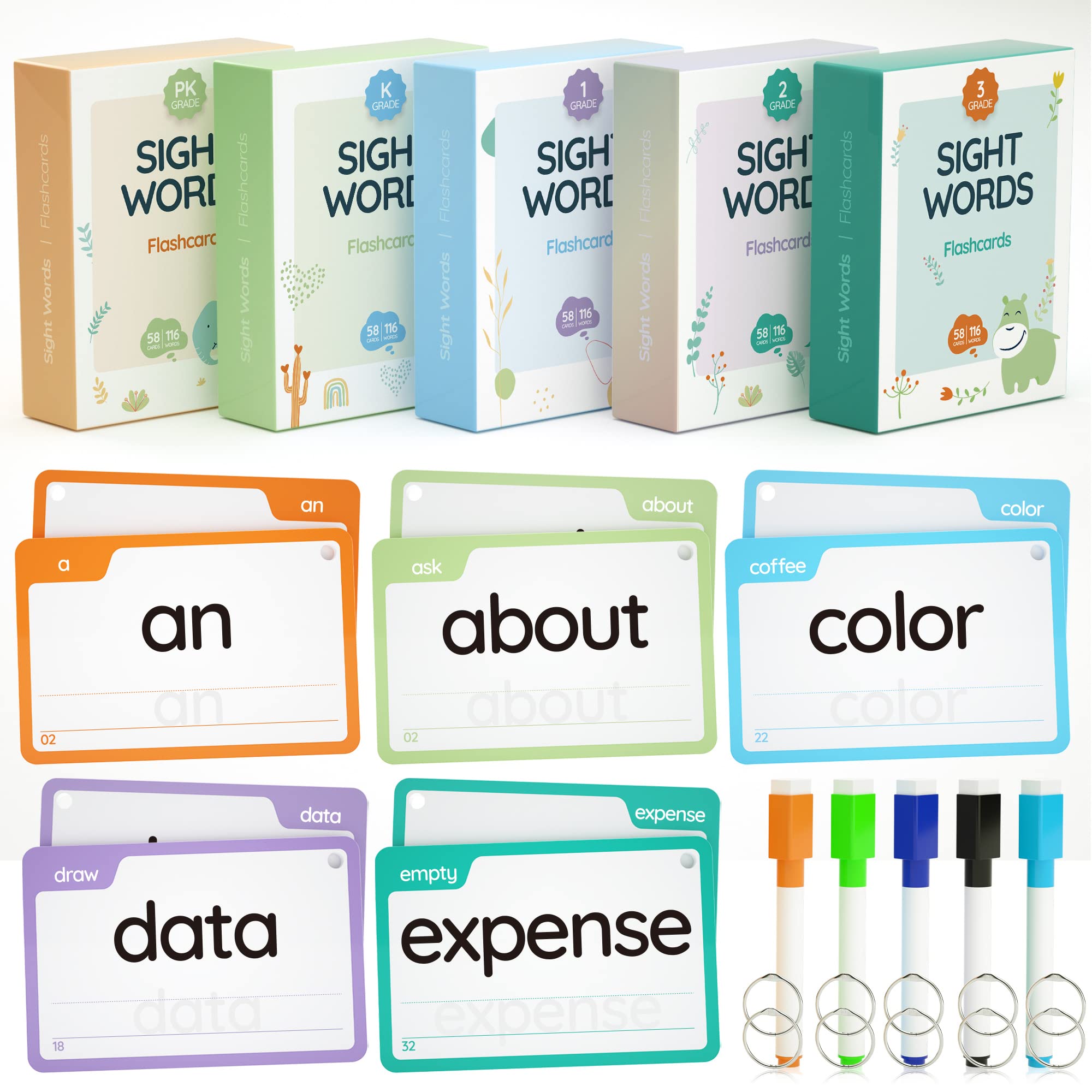 Buy WJPC 300 Cards, 580PCS High Frequency Words Flash Cards for (PreK