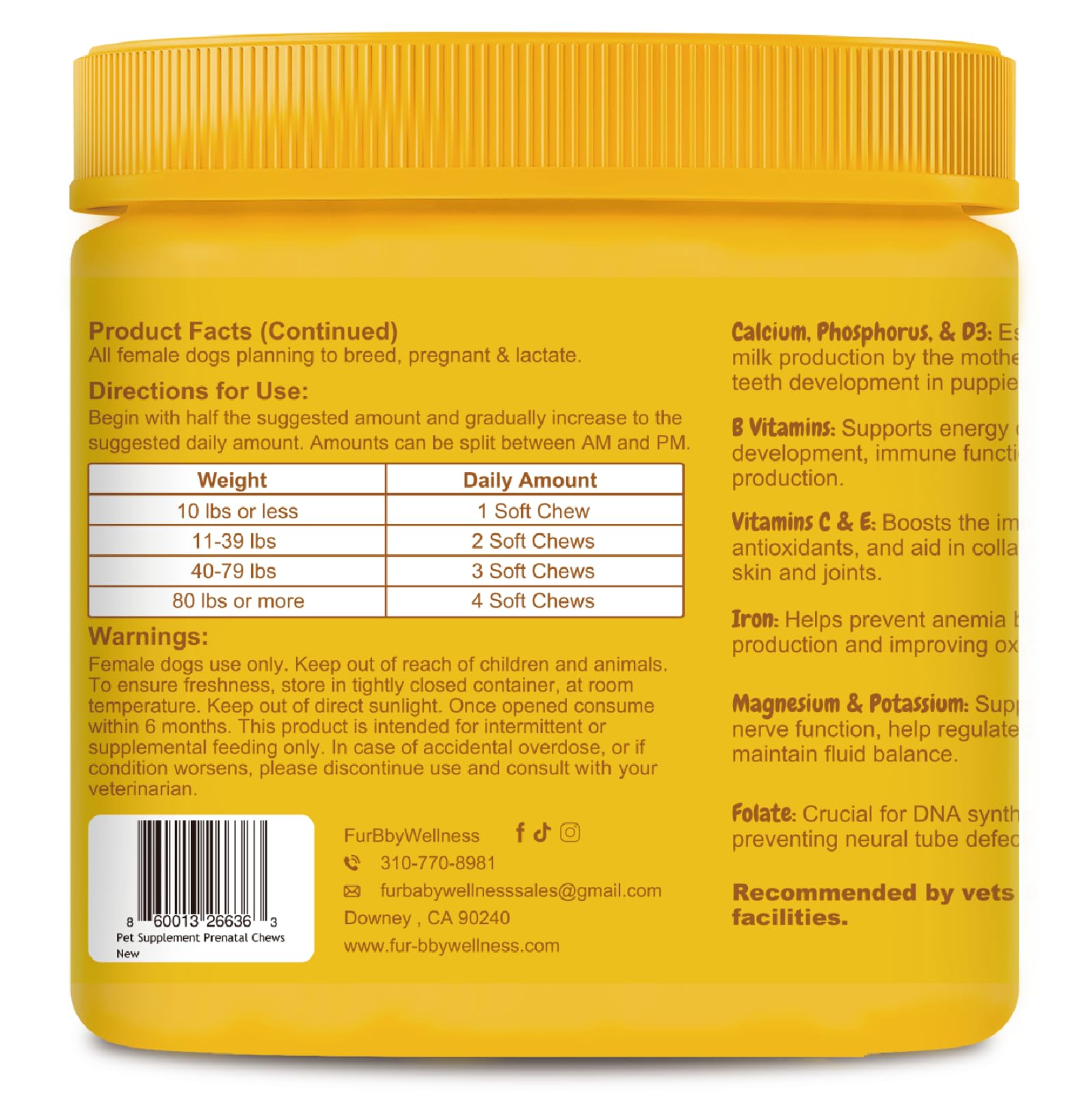 Dog Prenatal Vitamins for Pregnant & Nursing Dogs - Supports Healthy Pregnancy, Puppy Growth & Lactation - with Folic Acid, Iron & Calcium - 120 Soft Chews — Amazon image 2
