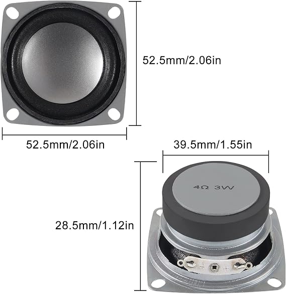 ACEIRMC 4PCS 2 4Ohm 3W DIY Small Full Range Audio Speaker Stereo Woofer Loudspeaker for Arduino and DIY Speaker (A)
