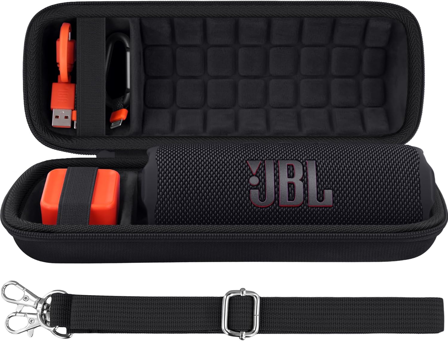 Hard Portable Case Compatible With JBL Flip 7 Portable Wireless Bluetooth Waterproof Speaker(Black Case) - Image 2