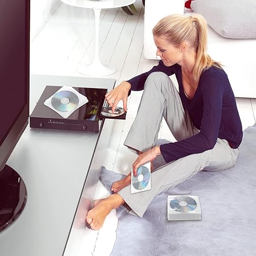 Miniatura 5 de Harloon 200 fundas de disco de plástico de doble cara para carpetas de almacenamiento en blanco, soporte de disco para reemplazo de protección,