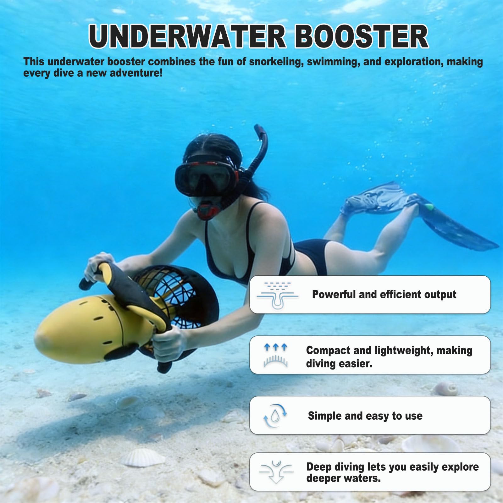 Scooter Submarino Sea Scooter, Propulsor De Natación para Buceo, Doble Velocidad para Piscina, Equipo Deportivo Impermeable para Natación, Buceo, Snorkel Y Aventuras En El Mar. 500W