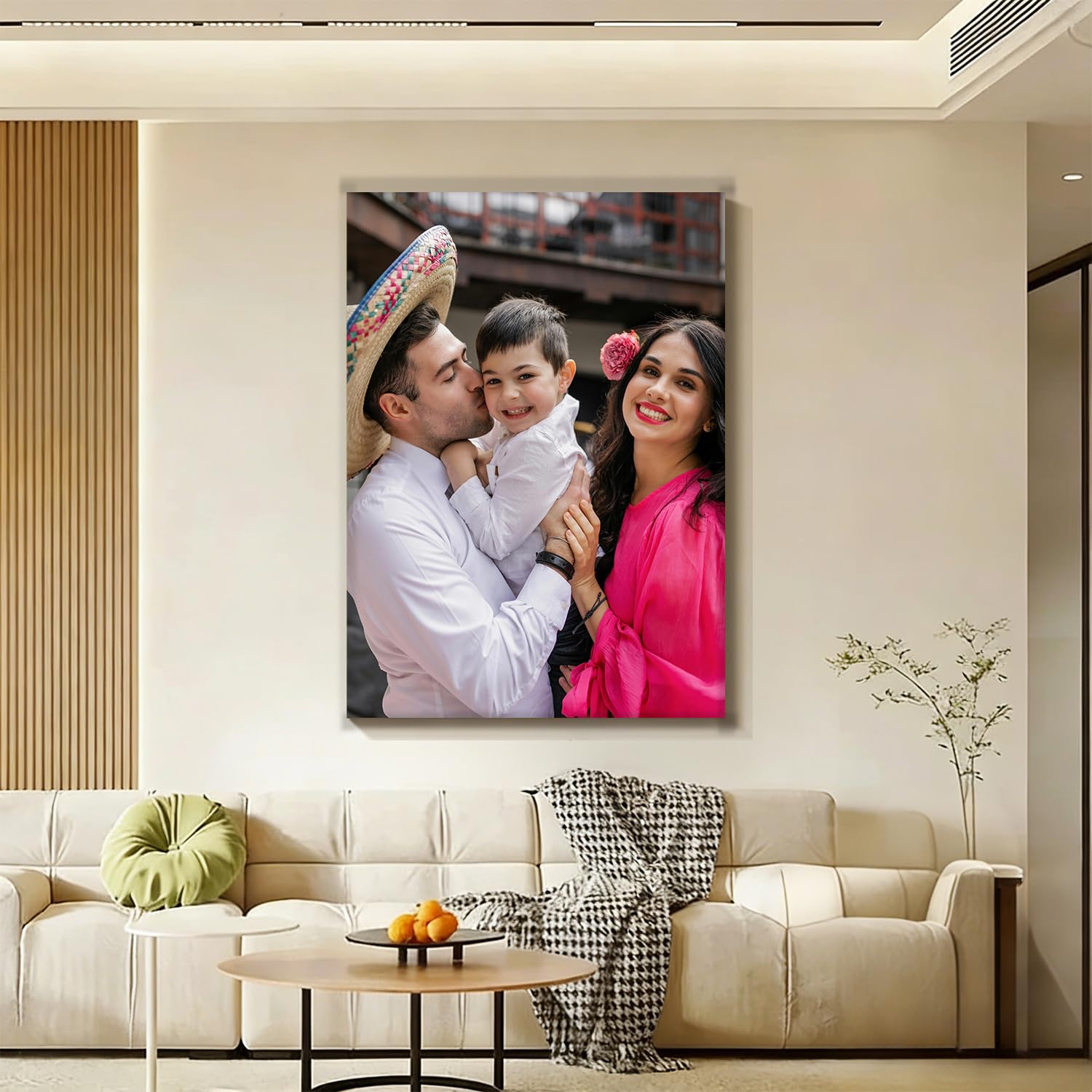 Impresión en lienzo personalizada de 60 x 120 cm, impresión fotográfica personalizada con marco de lienzo de bricolaje, póster personalizado para familiares, amigos, mascotas, regalo de cumpleaños