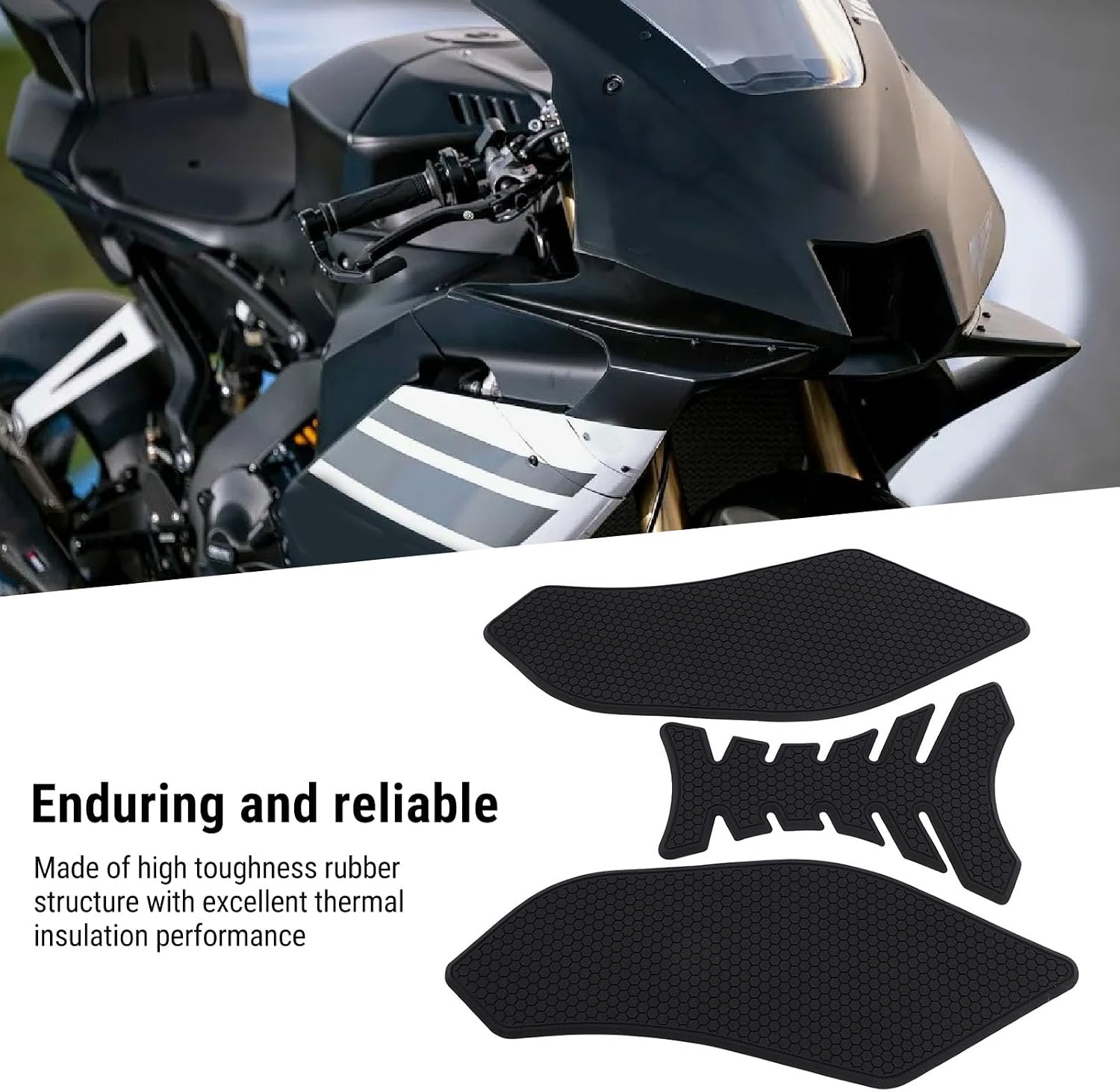 MAVIS LAVEN Motorcycle Fuel Tank Pad, Tailored Replacement for R9 2025, Anti Slip Heat Insulation Sticker Rubber Pad, with Wear Proof Scratch Proof Performance