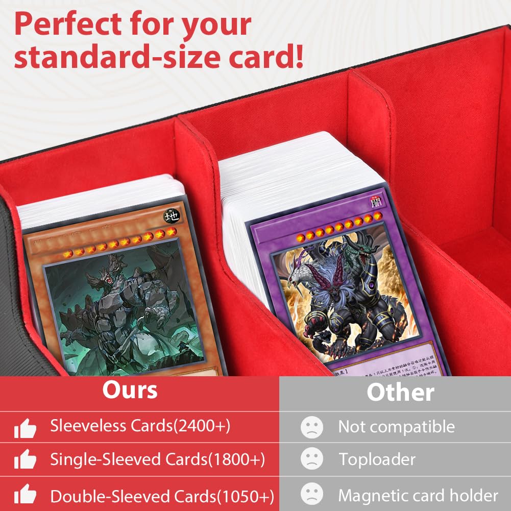 Aolso Commander Deck Box per MTG,Scatola Magnetica con 4 Supporti per Carte da Collezione, per 2400+Carte, Deck Case con 24 Divisori-Rosso