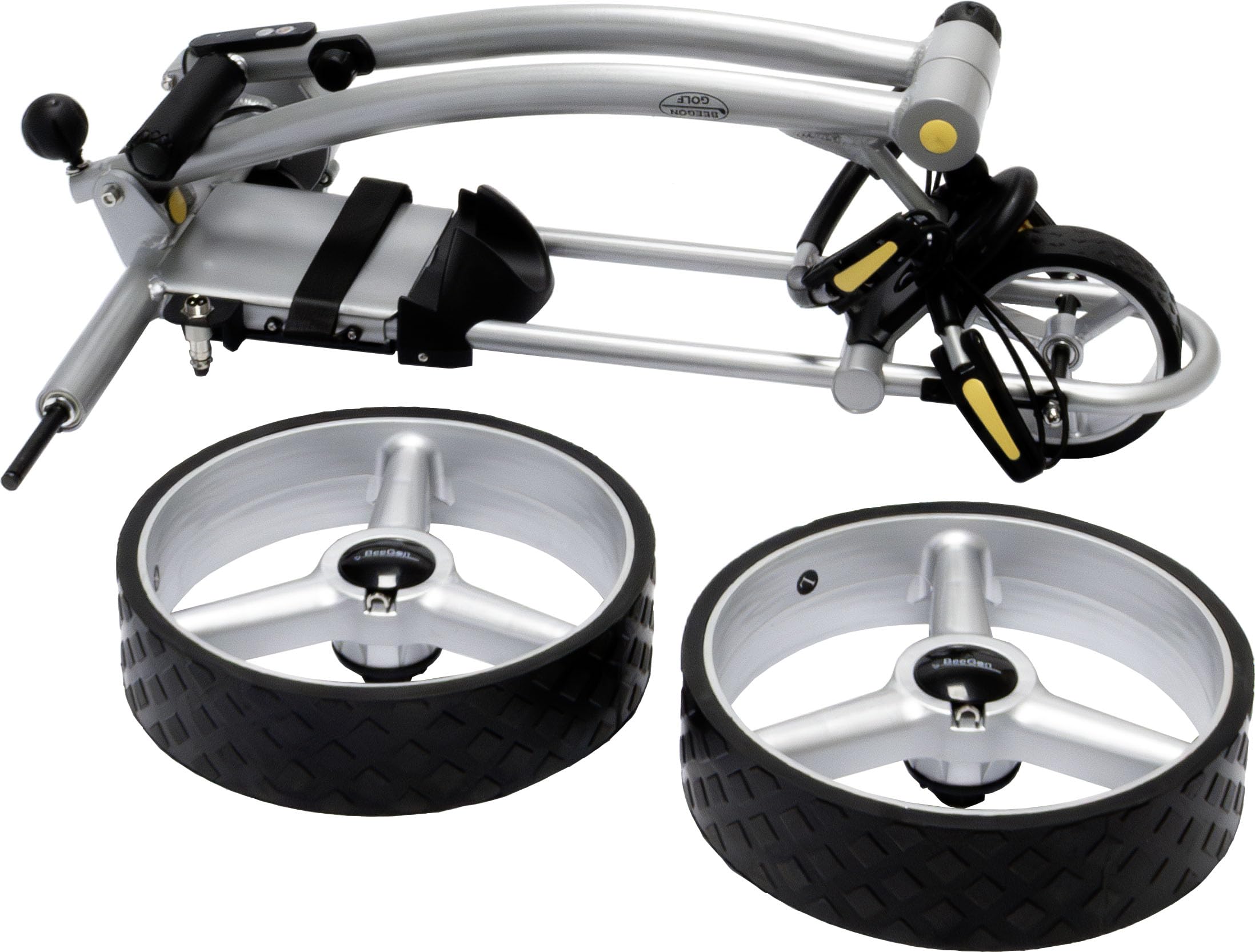 BeeGon Golf Elektro-Golftrolley GT-X300 Pro Silber mit 33Ah Blei-Akku inkl. Zubehör