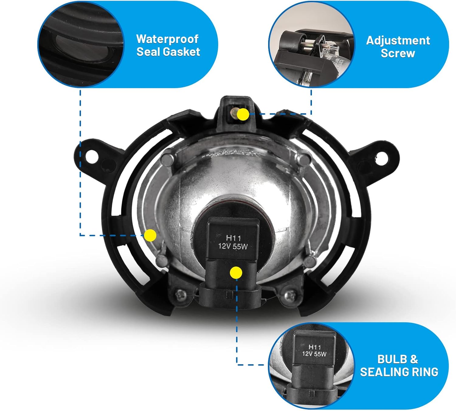 AUTOWIKI Fog Lights Fit For 2008-2012 Chevy Malibu, 2008-2014 Cadillac CTS Premium, 2010-2013 Buick Lacrosse, 2007-2009 Saturn Aura, 2013-2016 Buick Encore Lamps Right/Left 1 Side