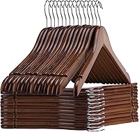 Vista 9 de Paquete de 20 perchas de madera resistentes para camisas, vestidos, abrigos y más (natural)