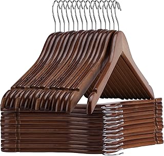 Ulimart Wooden Hangers 20 Pack - Sturdy Walnut Hangers for Shirts, Coats & Dresses - Ideal for Laundry & Everyday Use