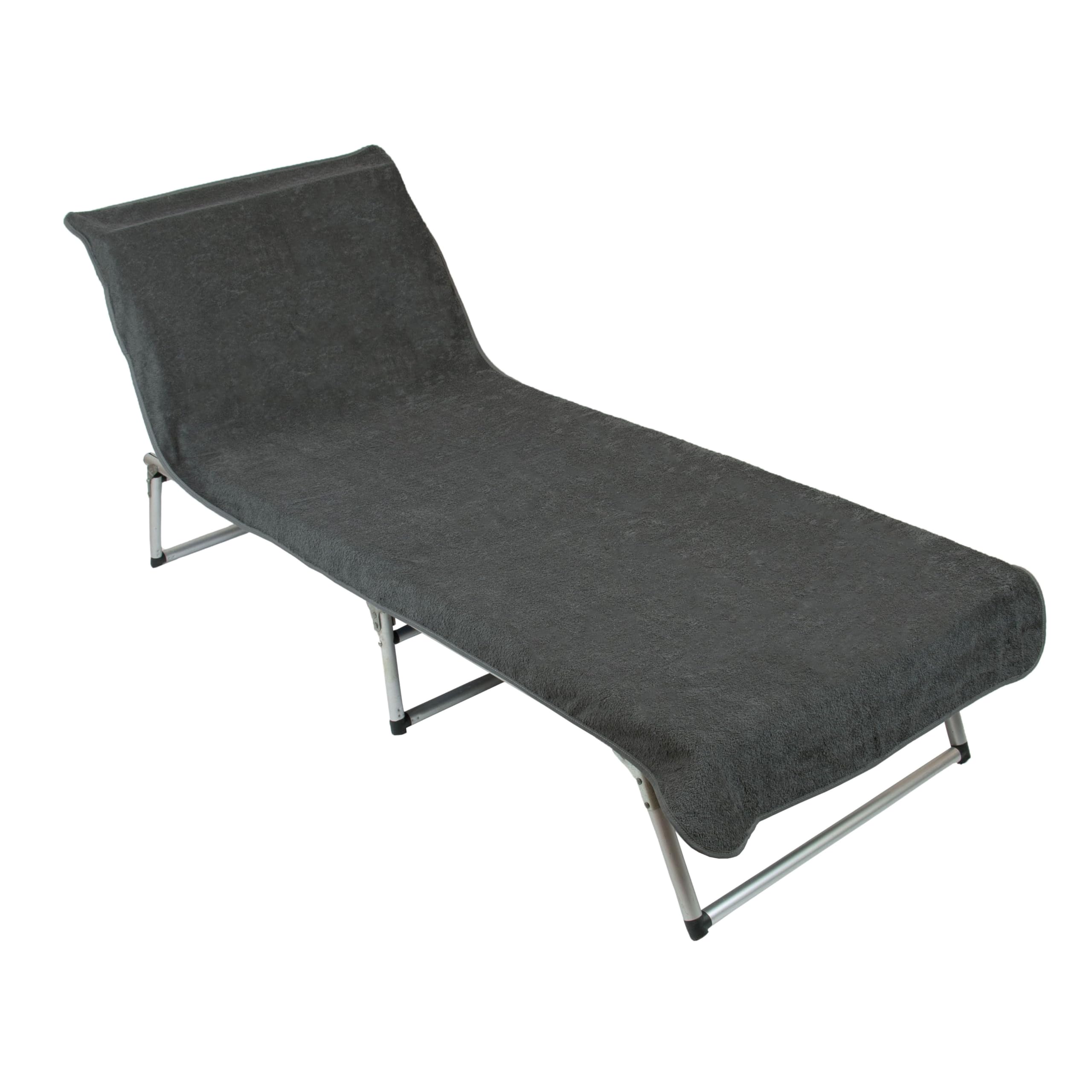 ZOLLNER Telo mare lettino con angoli 75x215 cm Asciugamano da spiaggia grigio scuro Super morbido Assorbente Cotone Certificato Oeko-Tex