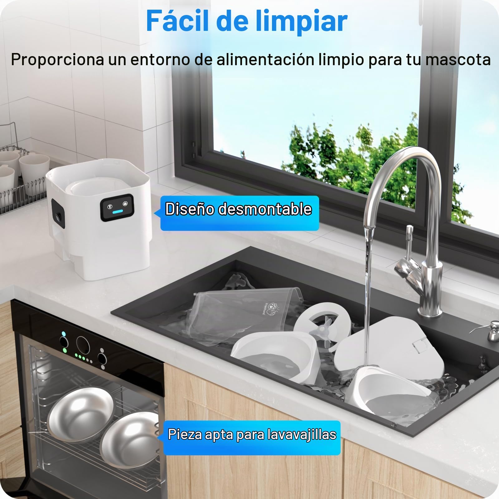 Comedero automático para Gatos con Doble cámara: dispensador automático Doble de 7 litros con visión Nocturna para 2 Gatos