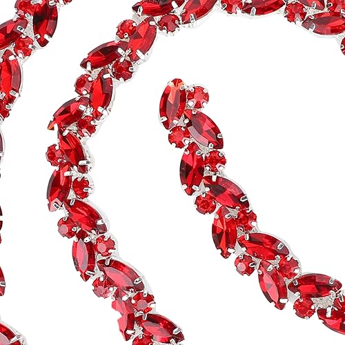 Miniatura 9 de Cadena de adorno de diamantes de imitación, 35 pulgadas hecha a mano, cadena de corte de diamantes brillantes para manualidades, costura, decoración