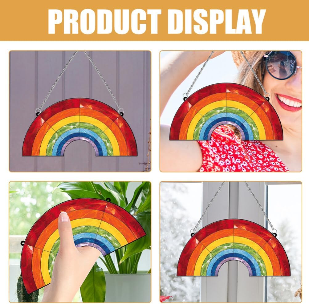Sosoport Rainbow Sun Catcher Stained Suncatcher Rainbow Wind Chimes Wall Hanging Decoration Acrylic Window Porch Hanging Windchimes Pendant