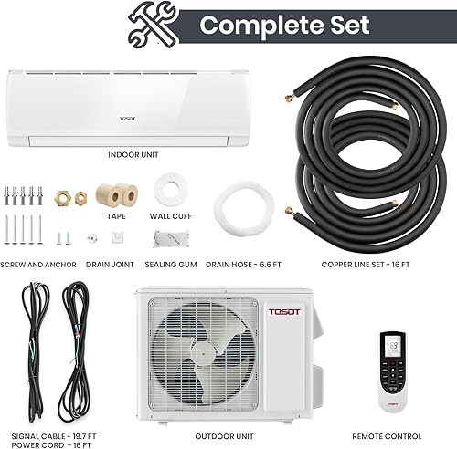Miniatura 7 de TOSOT Aire acondicionado mini-Split de 9,000 BTU, sistema de calefacción de unidad de CA con inversor sin conductos habilitado para Wifi, compatible