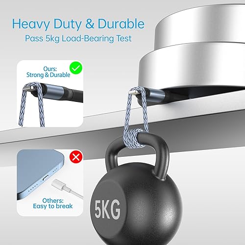 Miniatura 6 de Cargador para iPhone certificado Apple MFi Paquete de 3 cables Lightning de nailon trenzado de alta calidad de 6 pies cable de carga rápida