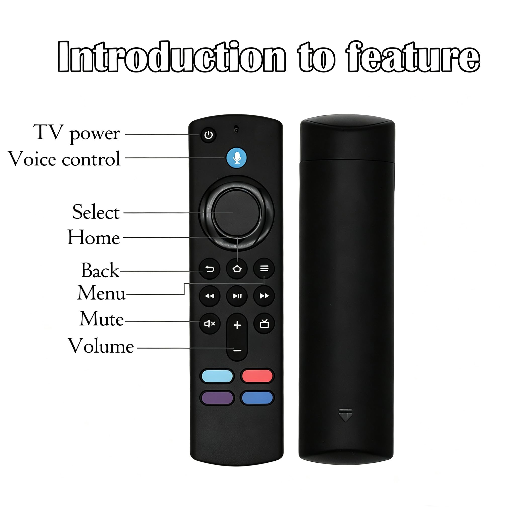 Zastępczy pilot głosowy do Smart TV Stick (2./3. Gen, 4K, 4K Max, Lite, HD) i Smart TV Cube (2/3. generacji) z Bluetooth i 4 programowalnymi przyciskami do szybkiego dostępu