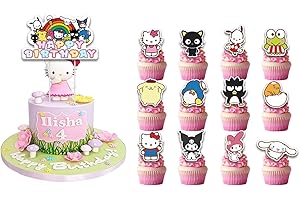 Hello Kitty Birthday Cake Topper (13 Cute Anime Character Toppers for Kawaii Party Decorations)