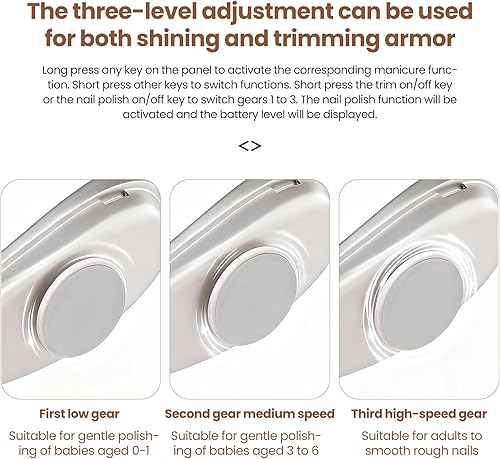 Miniatura 7 de Cortaúñas eléctrico, con pulido, función de lámpara de esmalte de uñas, almacenamiento de chips de uñas, ajuste de tres engranajes, adecuado