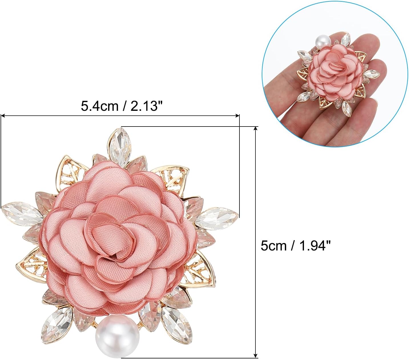 PATIKIL Flower Pearl Brooch, Brooch Pin for Women Men Wedding Party Gold Plated Leaf Lapel Pin Clothing Dress Accessories Birthday Graduation Jewelry for Women Men, Pink