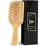 GAINWELL Bamboo Hair Brush for Hair Growth, Natural Bamboo Bristles Detangling Square Wooden Paddle Hairbrush for Massaging Scalp, for Women Men and Kids, for All Hair Types, with Ergonomic Handle