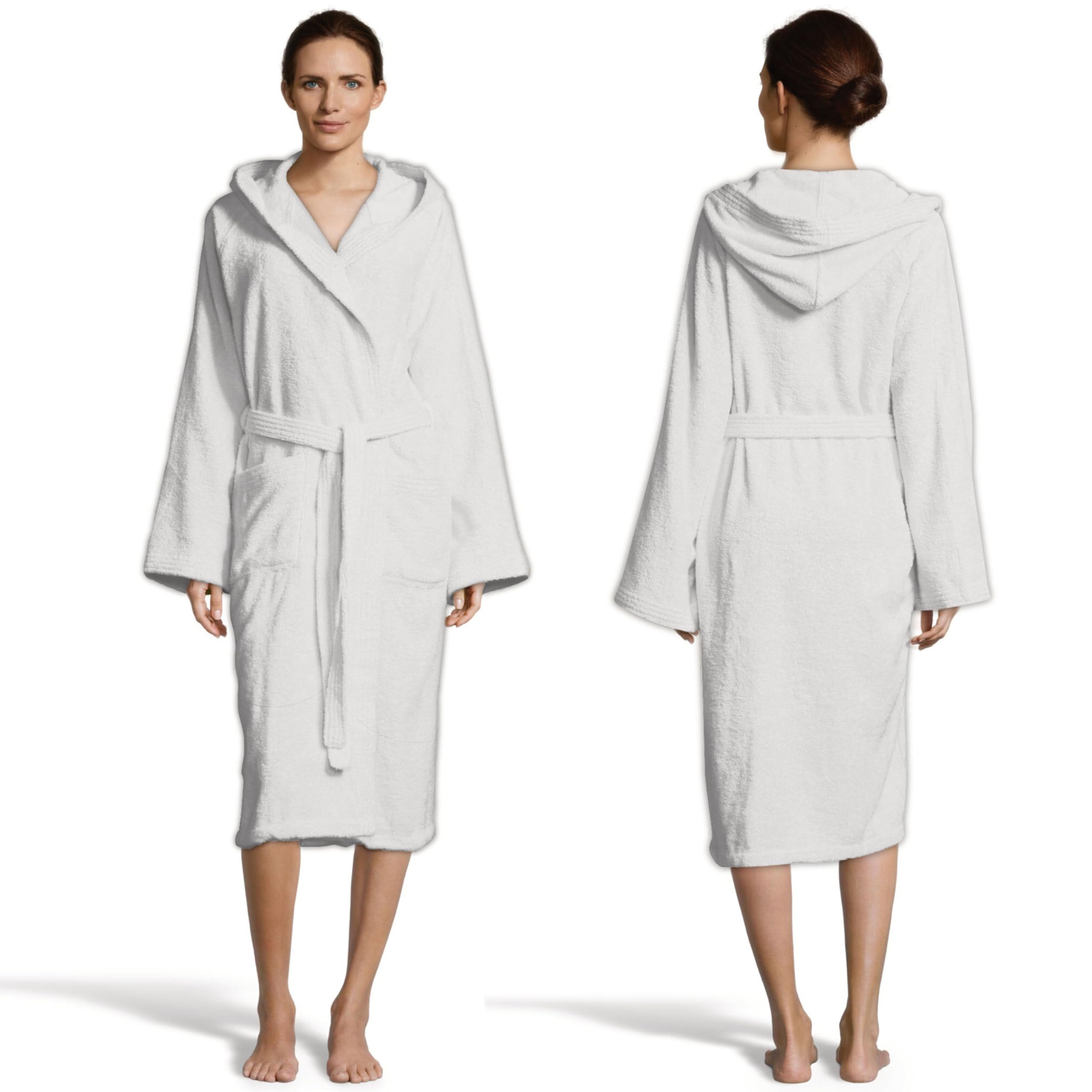 Bassetti Morbido Accappatoio 360 gr con Cappuccio 100% Cotone Uomo Donna Spugna Taglie Forti - ITALY Designed - Collezione VIVIAN - (BIANCO 13-3XL)