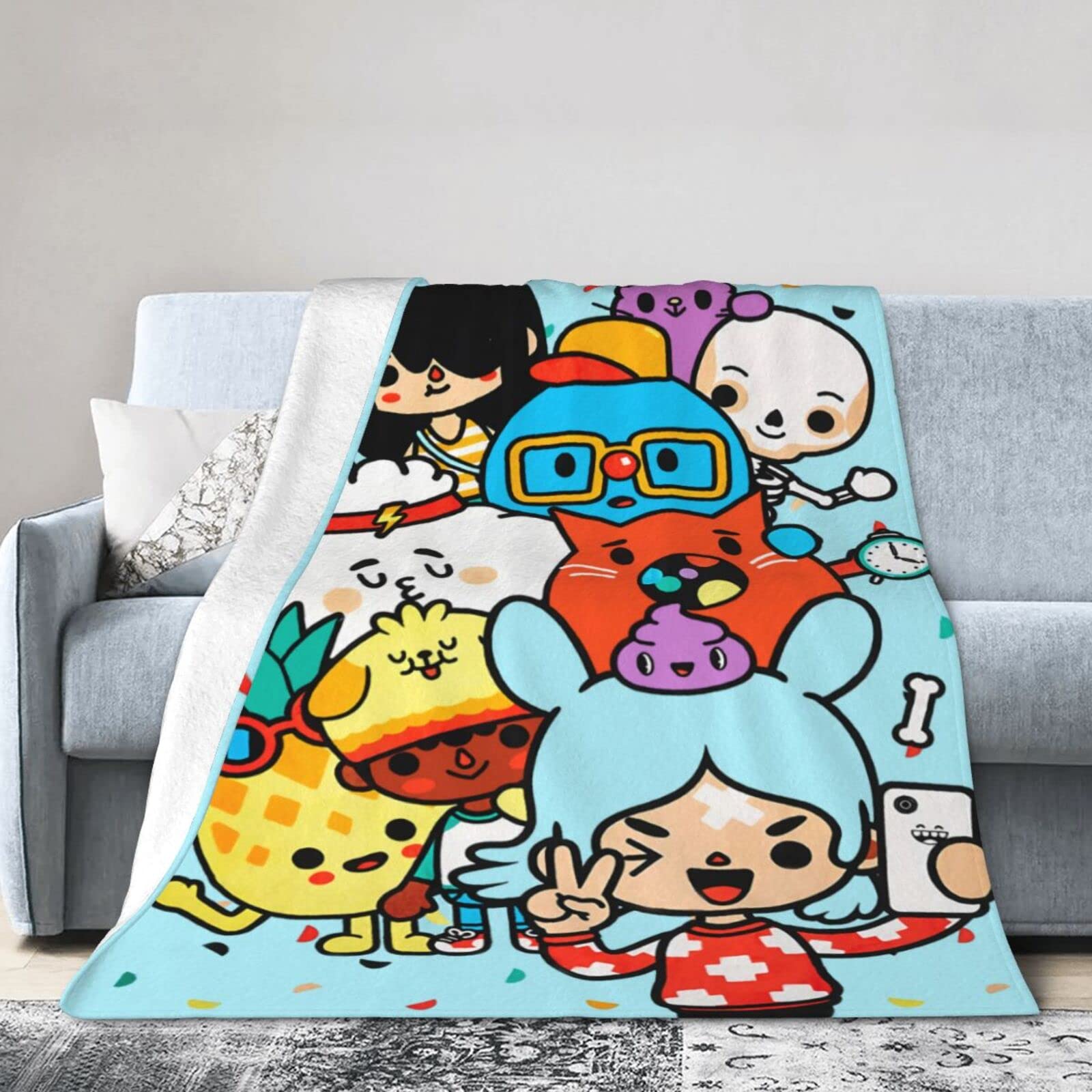 Toca Anime Boca Blanket Throw Blankets Ultra Soft Flannel Lightweight Throws for Couch, Bed,All Seasons Use 40"x30"