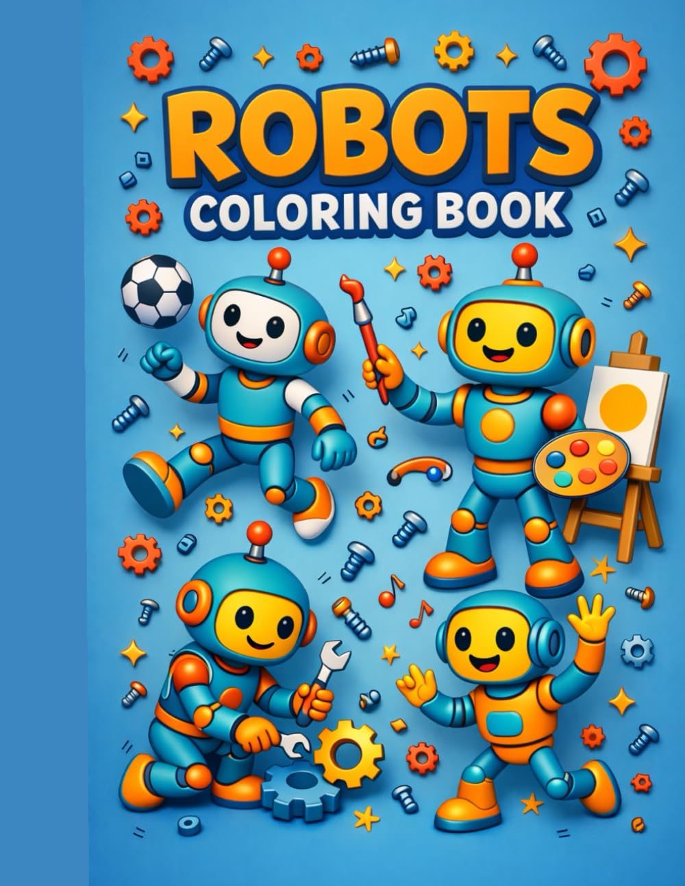 Fun & Cute Robot Adventures Easy Coloring Pages for Boys & Girls