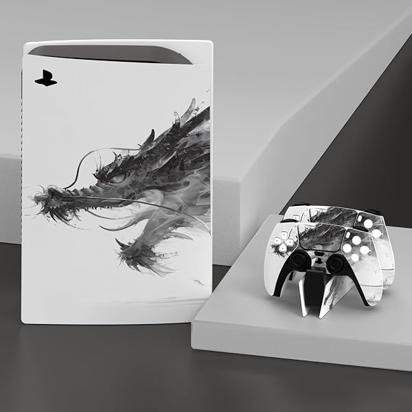 PlayVital Mistborn Dragon Full Set Skin Decal for PS5 Console Disc Edition, Sticker Vinyl Decal Cover for PS5 Controller & Charging Station & Headset & Media Remote - 2