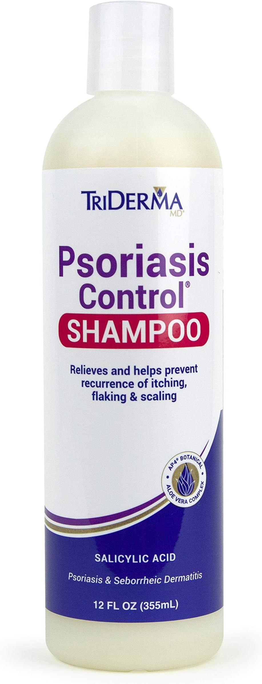 TriDerma Psoriasis Control Scalp Exfoliator Shampoo with 3% Salicylic Acid and Rosemary, Salon Quality Shampoo for Psoriasis, Seborrheic Dermatitis, No Coal Tar, Fresh Scent 12 oz