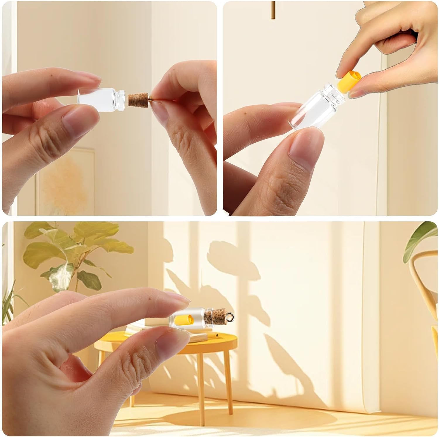 BLMHTWO 10 Pcs 1ml Mini Glass Bottles with Cork Clear Tiny Glass Bottles